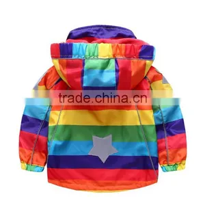 Wholesale Boys Rainbow Color Windproof Winter Coats Boy Cotton-padded Clothes With Zipper thumbnail-2