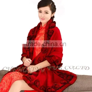 CX-B-P-40D New Products Fur Floral Cheap Wholesale Pashmina Shawl thumbnail-2