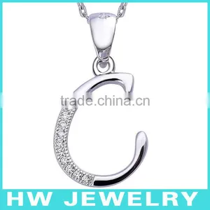 Letter C Pendants Necklace Silver 925 Z Cubic Zirconia Necklaces thumbnail-1