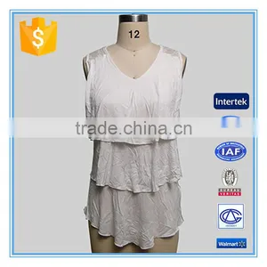Fashion Solid Color Three Layers Chiffon Knitted Sleeveless Blouse thumbnail-1