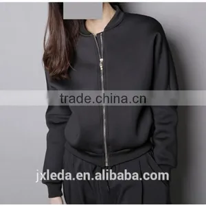 Best Quality Lady Biker Bomber Jacket Black Solid Zipper Coat Women Cloths 2016 thumbnail-5