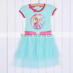 2014 Kids Baby's New Pink Blue Girls Kids One Piece Dress Tutu Dress Costume 5 Sizes SV005260# thumbnail-1