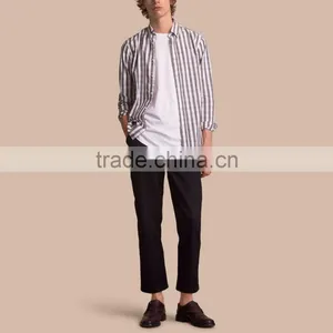 Graceful Euro Style Stripped Casual Custom Cotton Shirt for Handsome Men thumbnail-1