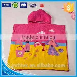 Trade Assurance Ring Spun Cotton Screen Printing Velour Kids Poncho Hooded Beach Towel thumbnail-1