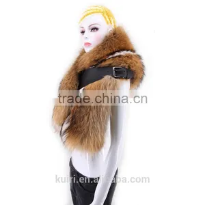 Women's Real Fox Fur Shawl Knitted Fox Fur Pashmina With Pocket Warm Women Scarf thumbnail-4