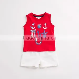 Children Clothing Sets Colourful Printed Summer Cotton Short Sleeve Clothing Sets thumbnail-1