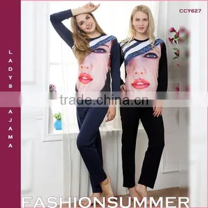 Wholesale Winter Cotton Women Custom Fashion Printing Design L/S Pajamas Wholesale thumbnail-1