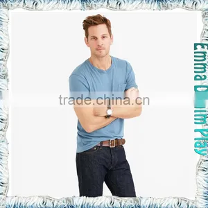2017 Mens Single Pocket Quality Organic Cotton Round Neck T-Shirt thumbnail-1