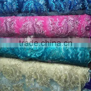 2016 Latest Bridal Lace Beaded Embroidery Lace B3207 thumbnail-4