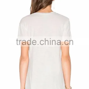 2017 Guangzhou Shandao Casual Summer 180g 100% Cotton Plain Dyed Wholesale Women Short Sleeve White T Shirt thumbnail-3