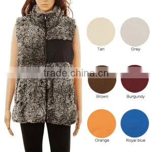 Wholesale Girls Plain Sleeveless Winter Faux Fur Warm Fur Monogrammed Sherpa Fleece Women Vest With Zipper and Pocket thumbnail-2
