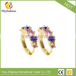 Latest Design Jewelry Copper Material Gold Plated Cubic Zirconia cz Stud Earrings thumbnail-2