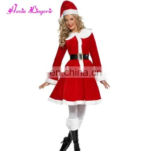 Prefect Quality Velvet Flirty Csplay Costume Sexy Christmas Santa Claus Dress thumbnail-2