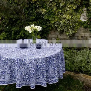 Round Table Cloth Block Printed Table Cover thumbnail-1