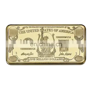 WR One Million 24k Bill Note Gold Bar Quality 999.9 Gold Banknote Metal Bars With Plastic Case for Souvenir Gifts thumbnail-4