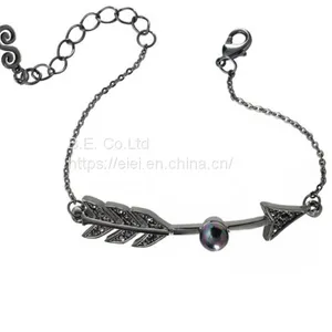 Charms Bracelet Footprints Stainless Steel Chain Bracelet Weeding Jewelry thumbnail-2