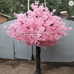 Silk Cloth Leaf Fiberglass Trunk Artificial Cherry Tree thumbnail-1