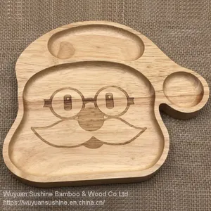 Wooden Plate for Children,Made of Rubber Wood thumbnail-1