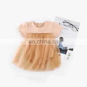 New Design Newborn Baby Girl Clothes Summer Short Sleeve Princess Romper Dresses Baby Girl Clothes thumbnail-2