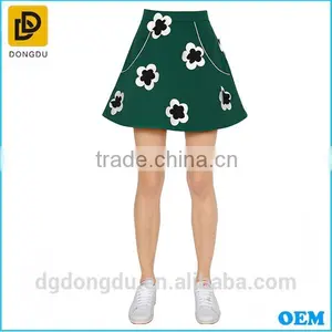 2016 Custom Good Quality Lady Flowers Printing Satin Twill Cotton Skirt thumbnail-1
