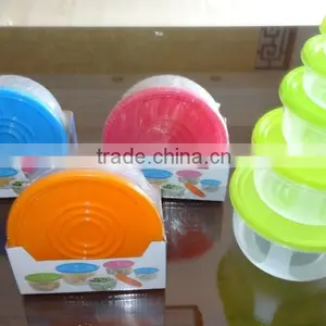 Popular 5 Pcs Set Round Plastic Food Storage Container With Color Box thumbnail-1