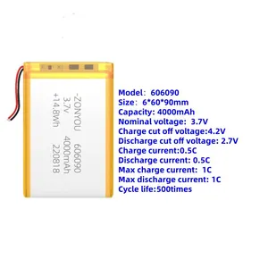 Ultra Thin 4000mAh Pouch Cell 606090 Lipo Batteries 3.7V 500 Cycles for Outdoor Solar LED Light thumbnail-4