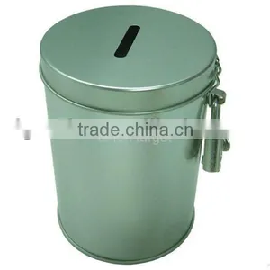 Custom Round Money Saving Tin Box With Lock thumbnail-1