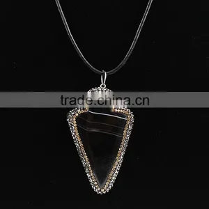 PC1612 Crystal Pave Agate Arrowhead Pendants,gemstone Pave Diamond Arrow Head Pendants thumbnail-4