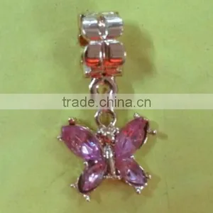 Vnistar Silver Plated European Dangle Charm Hanging Beads Pink&purple Butterfly Shaped for Charm Jewelry PBD1988 thumbnail-3