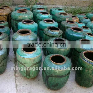 Chinese Antique Ceramic Beautiful Nice Wine Green Pot thumbnail-1