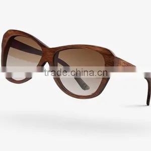 Brown Stained Bamboo Eyewear Cheap Bamboo Sunglasses for Women thumbnail-3