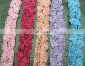 Shabby Frayed Chiffon Rose Flower Trim thumbnail-1