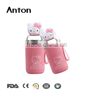Hot Selling Clear Glass Water Bottle Hot Selling Clear Glass Water Bottle With Hellokitty Lid thumbnail-2