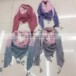 Contrast Edged Scarf ,tassel Trim Edged Scarf,Ombre Scarf thumbnail-1