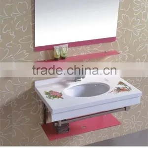 Amazing Hotel Project Artificial Marble Countertop Bathroom Glass Basin thumbnail-1