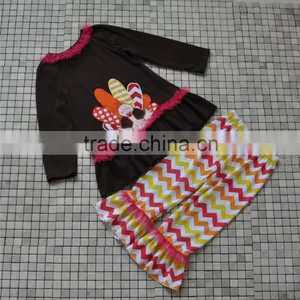 CHEVRON RUFFLED WESTERN KIDS TURKEY THANKSGIVING OUTFITS thumbnail-1