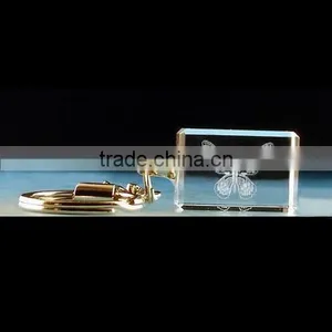 3d Laser Crystal Promotional Key Ring/promotional Keychains Engraved Wedding Gifts thumbnail-1