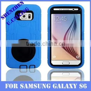 Hybrid Heavy Duty Ring Holder Protective Case For Samsung Galaxy S6 Cover thumbnail-5