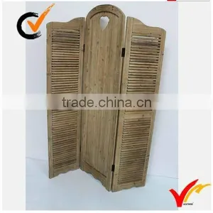 Shabby Chic Antique Wooden Folding Screen for Home Decor and Room Divider thumbnail-1