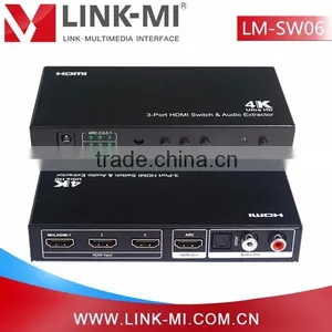 LINK-MI LM-SW06 HDMI 3x1HDMI Video Switch, AUDIO SWITCH With 1 SPDIF + 1 R/L Audio Out With ARC 3d 4k2k tv Box thumbnail-1