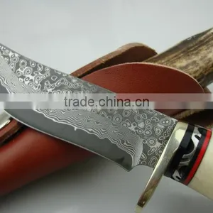 OEM Damascus Blade Hunting Knife With Antlers Handle thumbnail-4