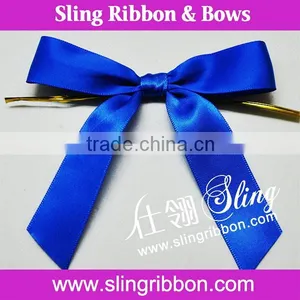Wholesale Royal Blue Shoelace Satin Bow With Clear Twist Tie Self Adhesive Satin Bow thumbnail-1