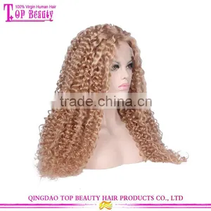 180% Density Blonde Curly Wigs Human Hair Afro Lace Front Wigs Kinky Curly For White Women thumbnail-3