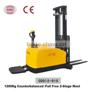 1.2 Ton Electric Pallet Stacker With Full Free 2-stage Mast thumbnail-1