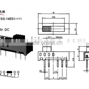 Slide Switch FSS-14E01(dip Slide Switch , Miniature Slide Switch, Mini Slide Switch) thumbnail-1