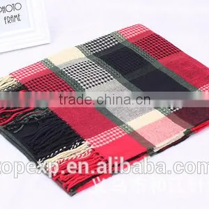 Unisex Knitted Check Tassels Acrylic Scarf thumbnail-6