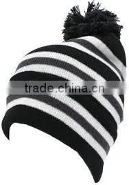 OEM High Quality and Hot Sale Striped Knitted Winter Hats thumbnail-1