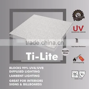 Opaque Lower Temp Plastic Polycarbonate Embossed Sheet (Ti-Lite Metallic Silver Solid Embossed) thumbnail-1