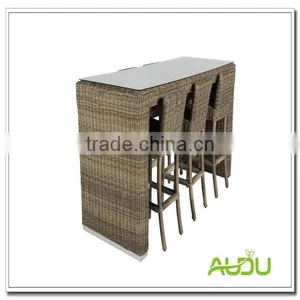 Audu Wicker Bar Set/Outdoor Wicker High Dining Bar Set thumbnail-1