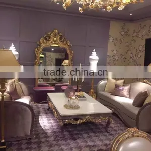 Graceful Concise Design European Style Living Room Furniture Solid Wood Fabric Sofa Set thumbnail-1